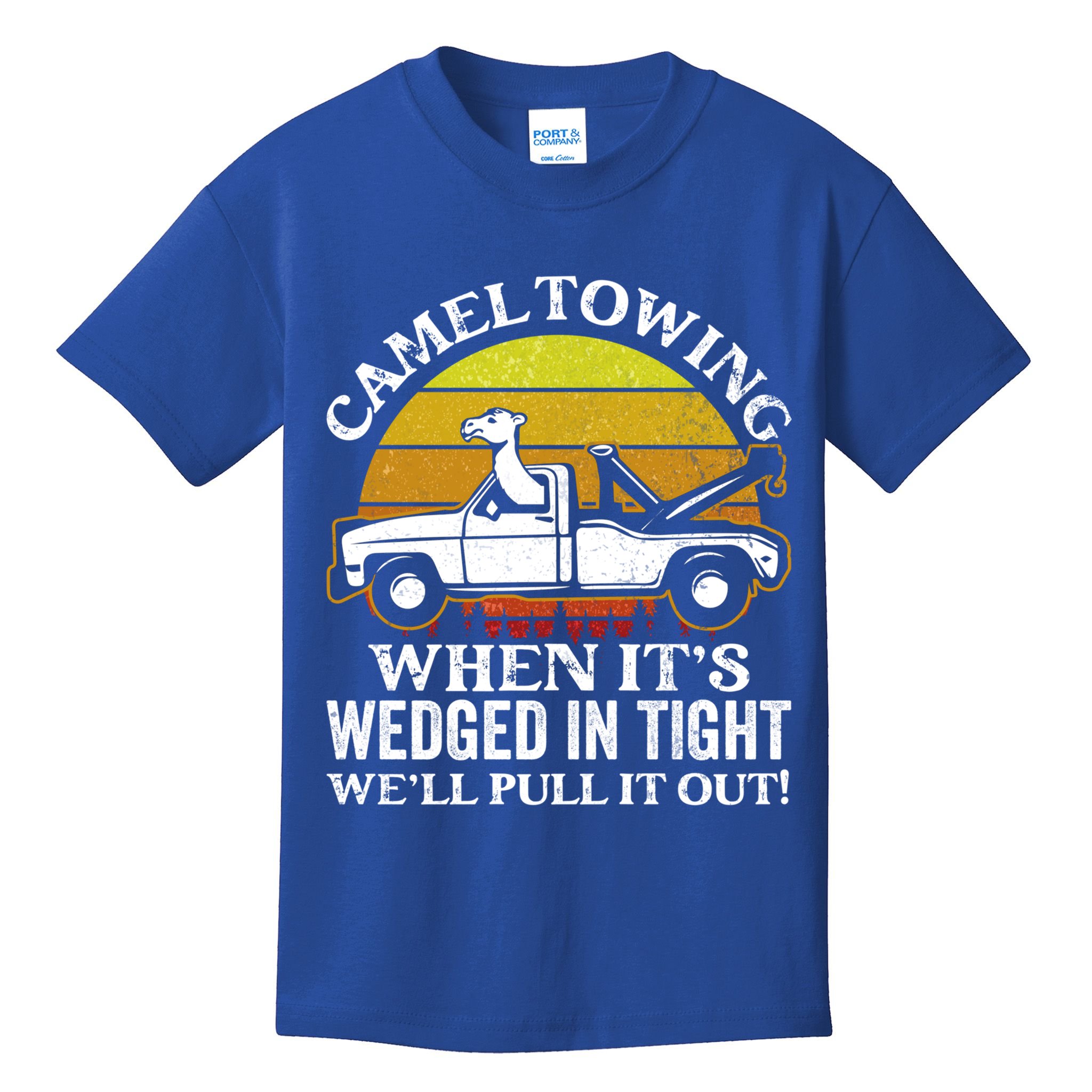 Camel Towing Retro Humor Saying Funny Transport Halloween Gift Kids T-Shirt