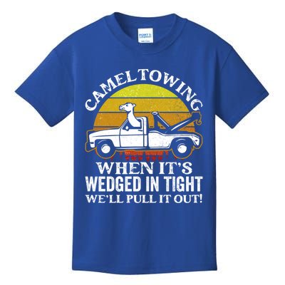 Camel Towing Retro Humor Saying Funny Transport Halloween Gift Kids T-Shirt