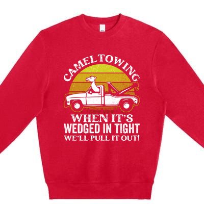 Camel Towing Retro Humor Saying Funny Transport Halloween Gift Premium Crewneck Sweatshirt