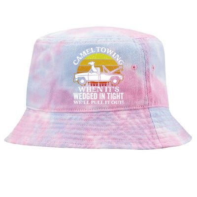 Camel Towing Retro Humor Saying Funny Transport Halloween Gift Tie-Dyed Bucket Hat