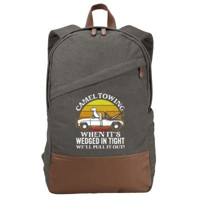 Camel Towing Retro Humor Saying Funny Transport Halloween Gift Cotton Canvas Backpack