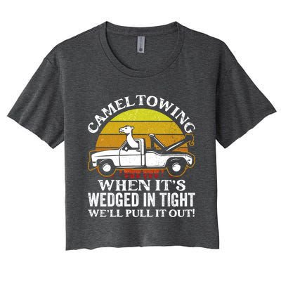 Camel Towing Retro Humor Saying Funny Transport Halloween Gift Women's Crop Top Tee