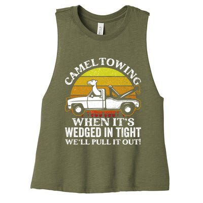 Camel Towing Retro Humor Saying Funny Transport Halloween Gift Women's Racerback Cropped Tank