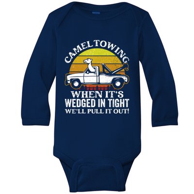 Camel Towing Retro Humor Saying Funny Transport Halloween Gift Baby Long Sleeve Bodysuit