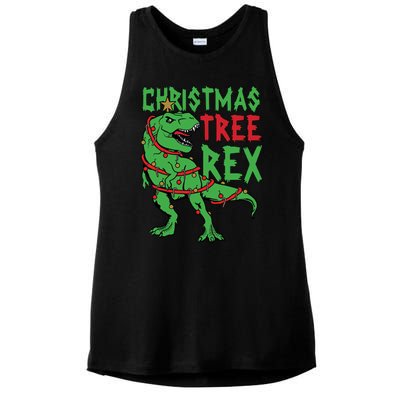 Christmas Tree Rex Ladies PosiCharge Tri-Blend Wicking Tank