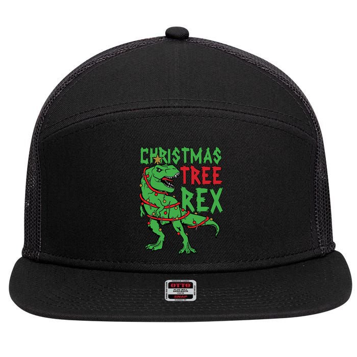 Christmas Tree Rex 7 Panel Mesh Trucker Snapback Hat
