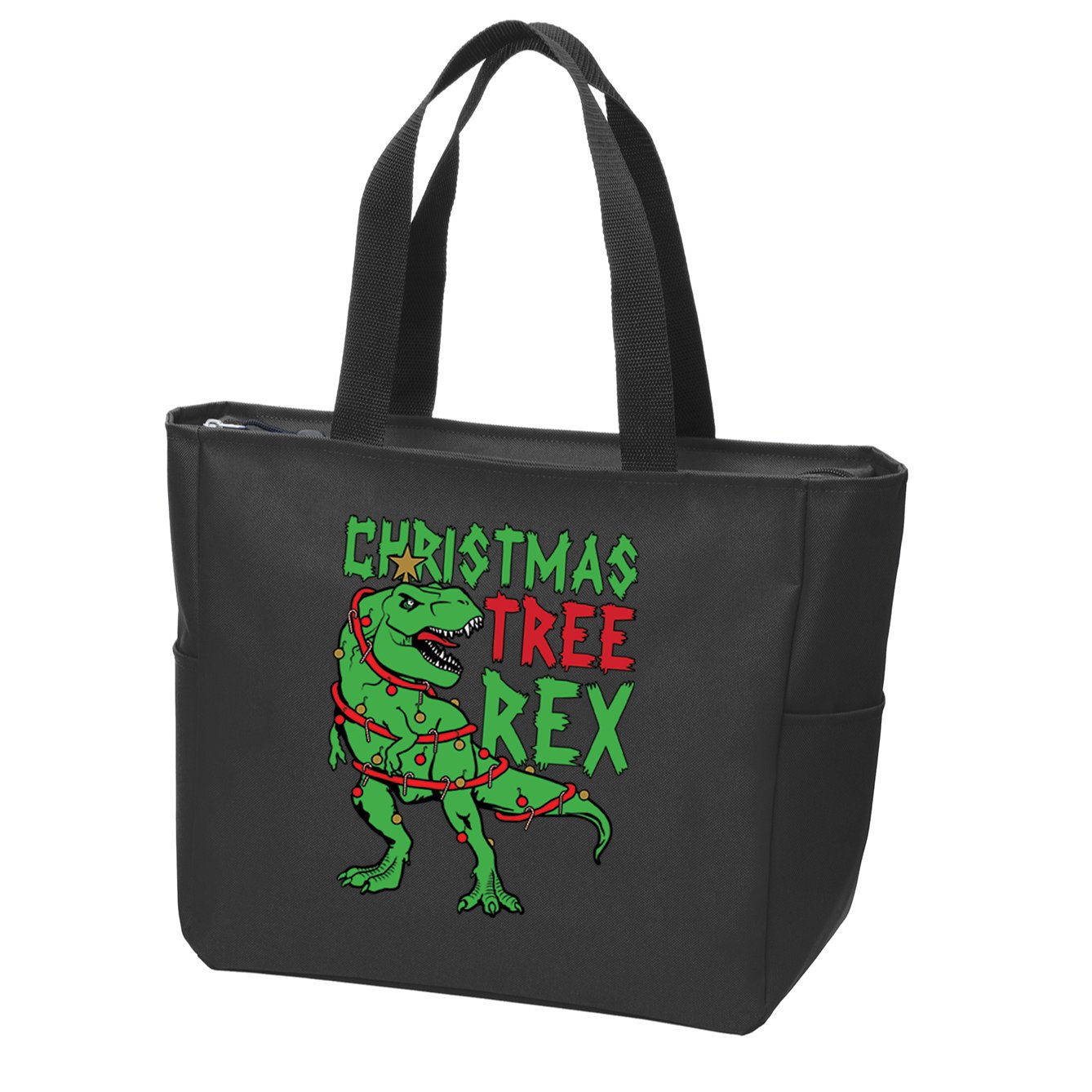 Christmas Tree Rex Zip Tote Bag