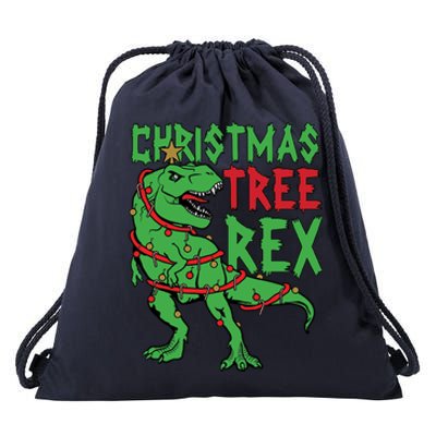 Christmas Tree Rex Drawstring Bag