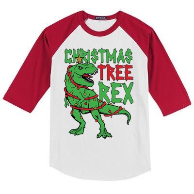 Christmas Tree Rex Kids Colorblock Raglan Jersey