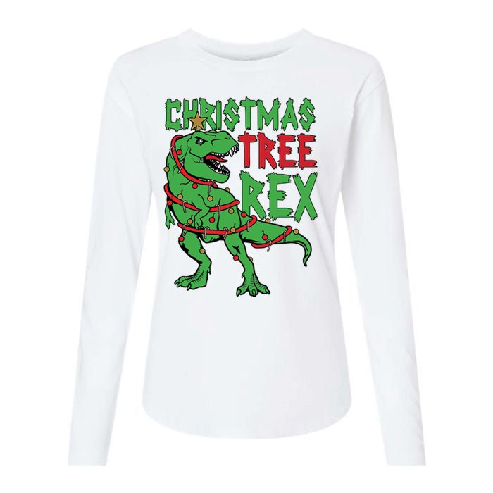 Christmas Tree Rex Womens Cotton Relaxed Long Sleeve T-Shirt