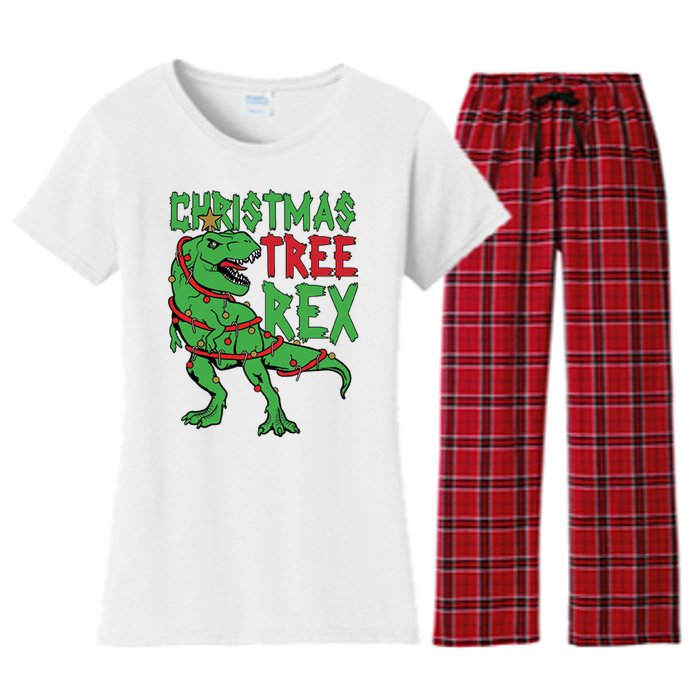 Christmas Tree Rex Women's Flannel Pajama Set