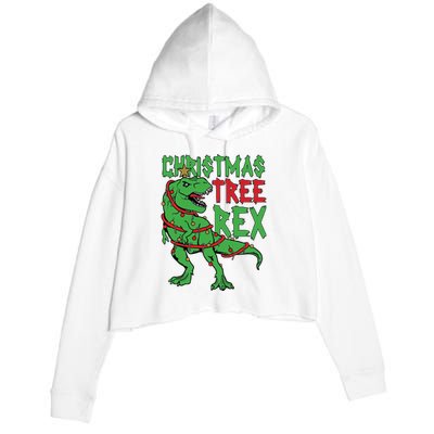 Christmas Tree Rex Crop Fleece Hoodie