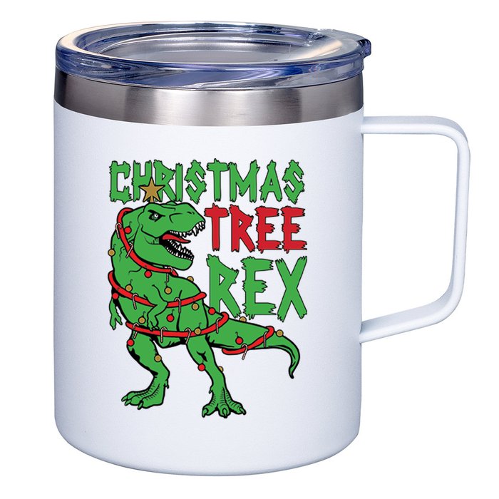 Christmas Tree Rex 12oz Stainless Steel Coffee Mug