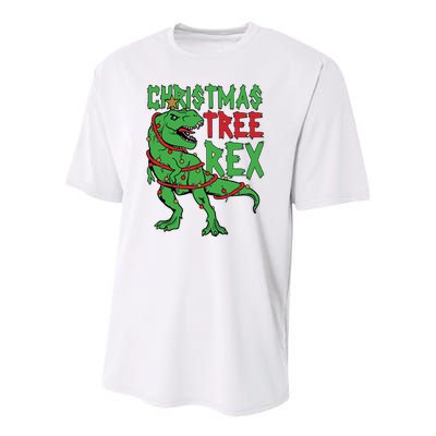 Christmas Tree Rex Youth Performance Sprint T-Shirt