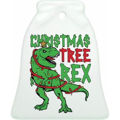 Christmas Tree Rex Ceramic Bell Ornament