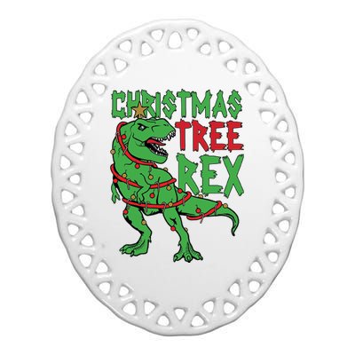 Christmas Tree Rex Ceramic Oval Ornament