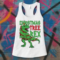 Christmas Tree Rex Womens Tank Top