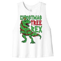 Christmas Tree Rex Women's Racerback Cropped Tank