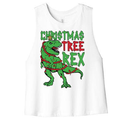 Christmas Tree Rex Women's Racerback Cropped Tank