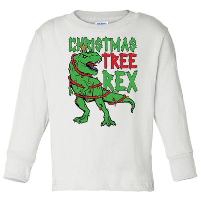 Christmas Tree Rex Toddler Long Sleeve Shirt