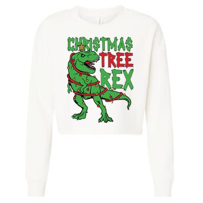 Christmas Tree Rex Cropped Pullover Crew