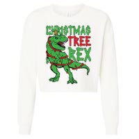 Christmas Tree Rex Cropped Pullover Crew