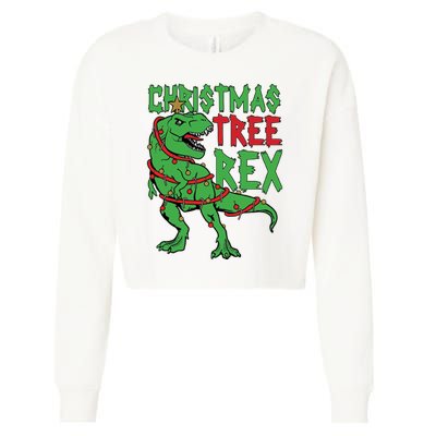 Christmas Tree Rex Cropped Pullover Crew