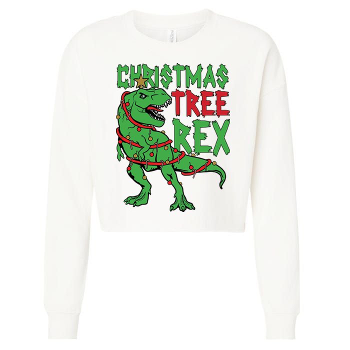 Christmas Tree Rex Cropped Pullover Crew