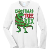 Christmas Tree Rex Ladies Long Sleeve Shirt