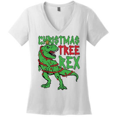 Christmas Tree Rex Women's V-Neck T-Shirt