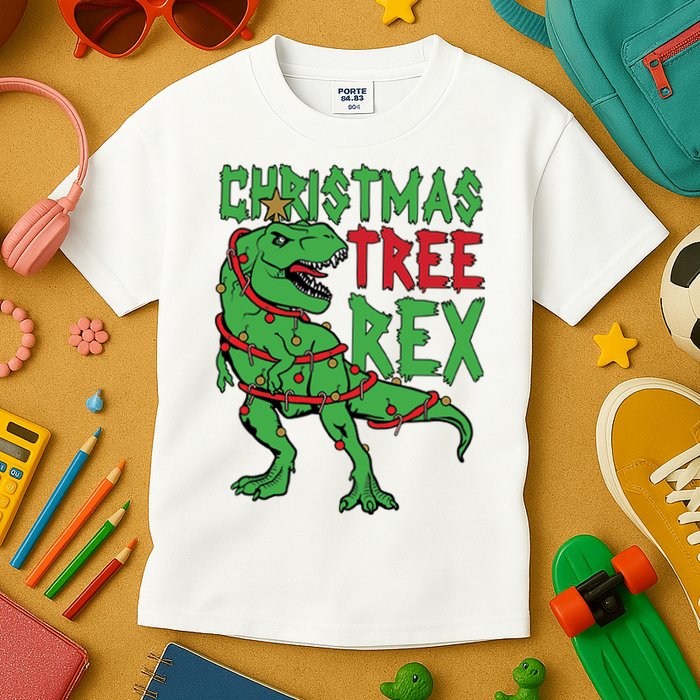 Christmas Tree Rex Kids T-Shirt