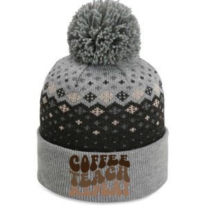 Coffee Teach Repeat Retro Teacher Gift The Baniff Cuffed Pom Beanie