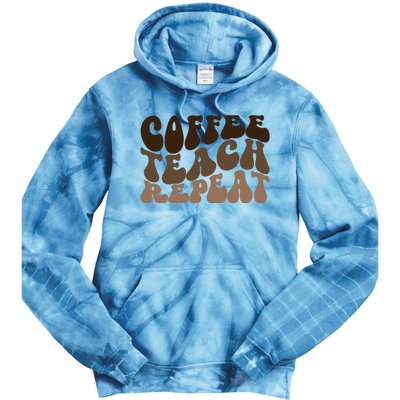 Coffee Teach Repeat Retro Teacher Gift Tie Dye Hoodie