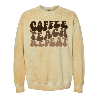 Coffee Teach Repeat Retro Teacher Gift Colorblast Crewneck Sweatshirt