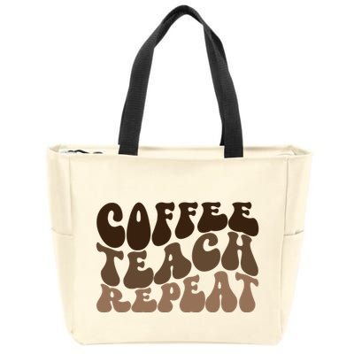Coffee Teach Repeat Retro Teacher Gift Zip Tote Bag