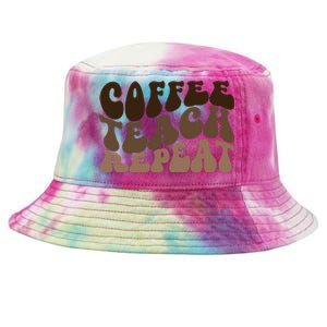 Coffee Teach Repeat Retro Teacher Gift Tie-Dyed Bucket Hat