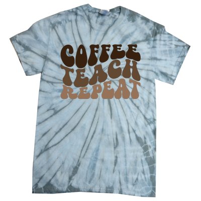 Coffee Teach Repeat Retro Teacher Gift Tie-Dye T-Shirt