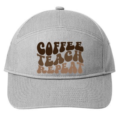 Coffee Teach Repeat Retro Teacher Gift 7-Panel Snapback Hat