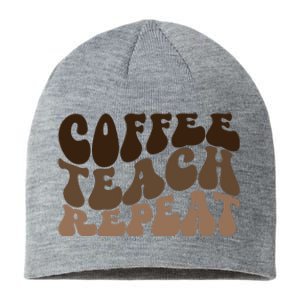 Coffee Teach Repeat Retro Teacher Gift Sustainable Beanie