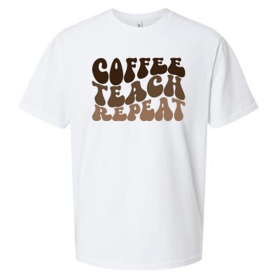 Coffee Teach Repeat Retro Teacher Gift Sueded Cloud Jersey T-Shirt