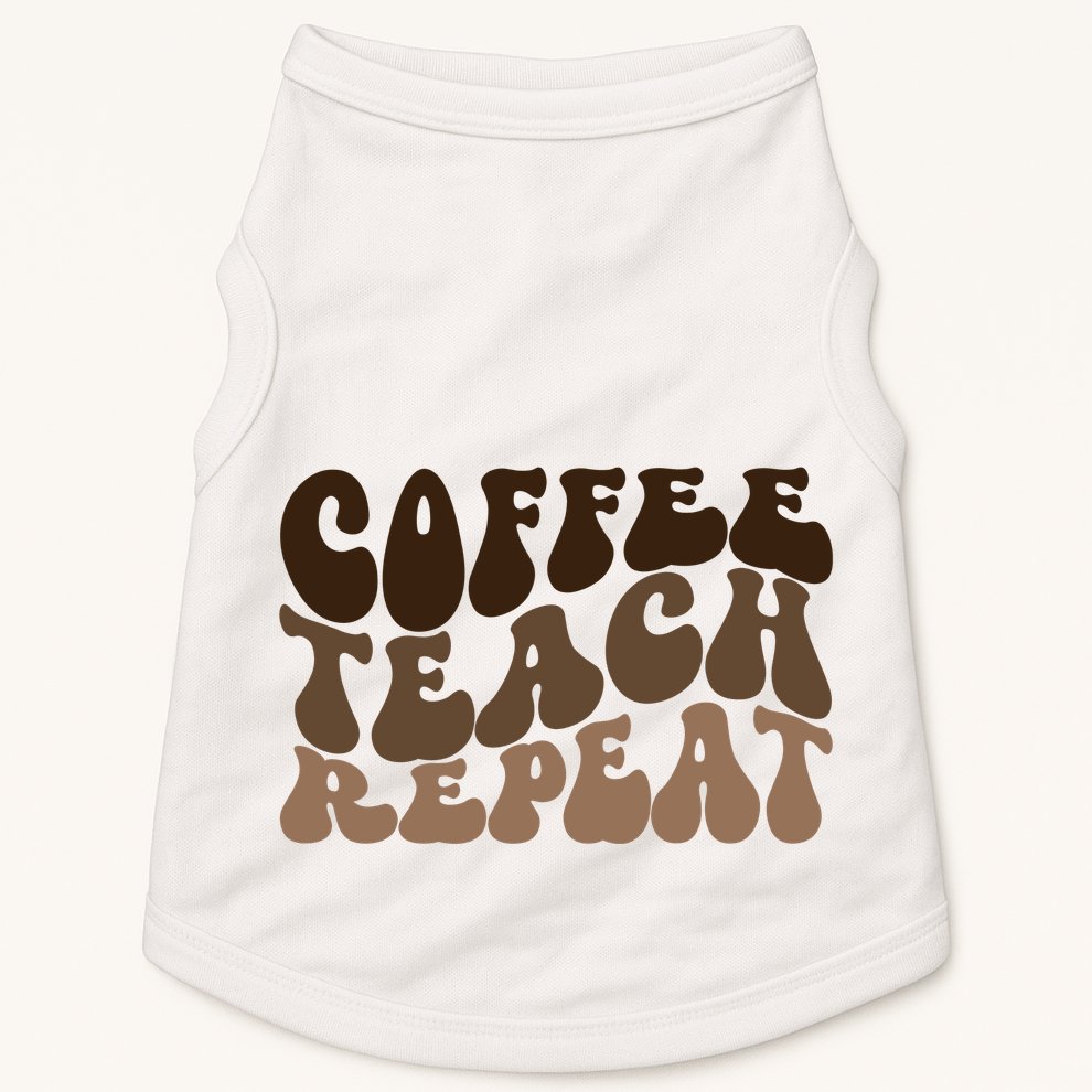 Coffee Teach Repeat Retro Teacher Gift Doggie Tank