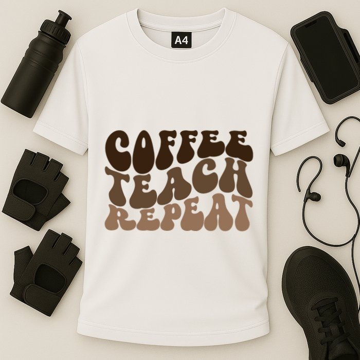 Coffee Teach Repeat Retro Teacher Gift Performance Shirt