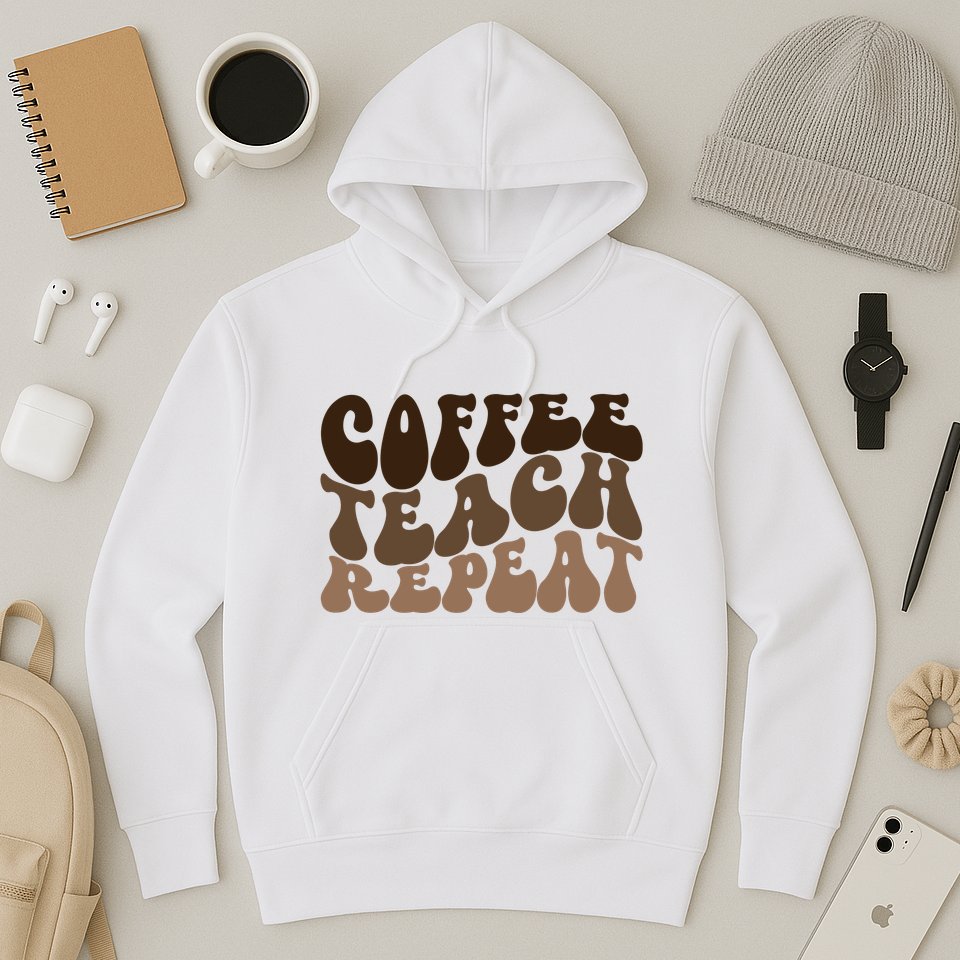 Coffee Teach Repeat Retro Teacher Gift Hoodie