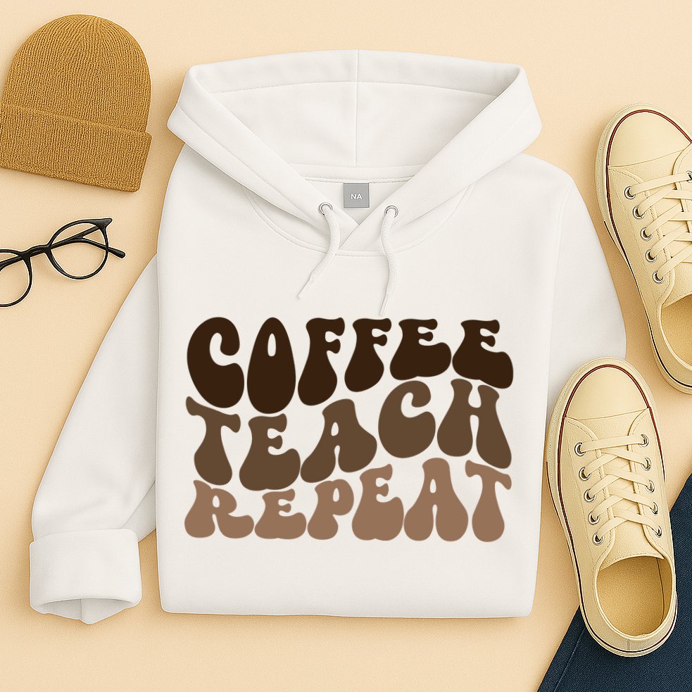 Coffee Teach Repeat Retro Teacher Gift Hoodie