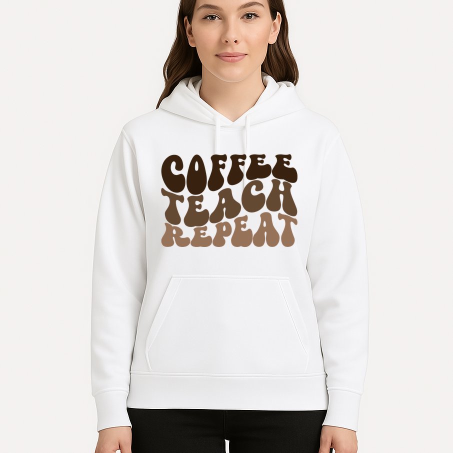 Coffee Teach Repeat Retro Teacher Gift Hoodie