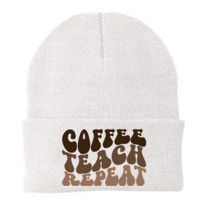 Coffee Teach Repeat Retro Teacher Gift Knit Cap Winter Beanie