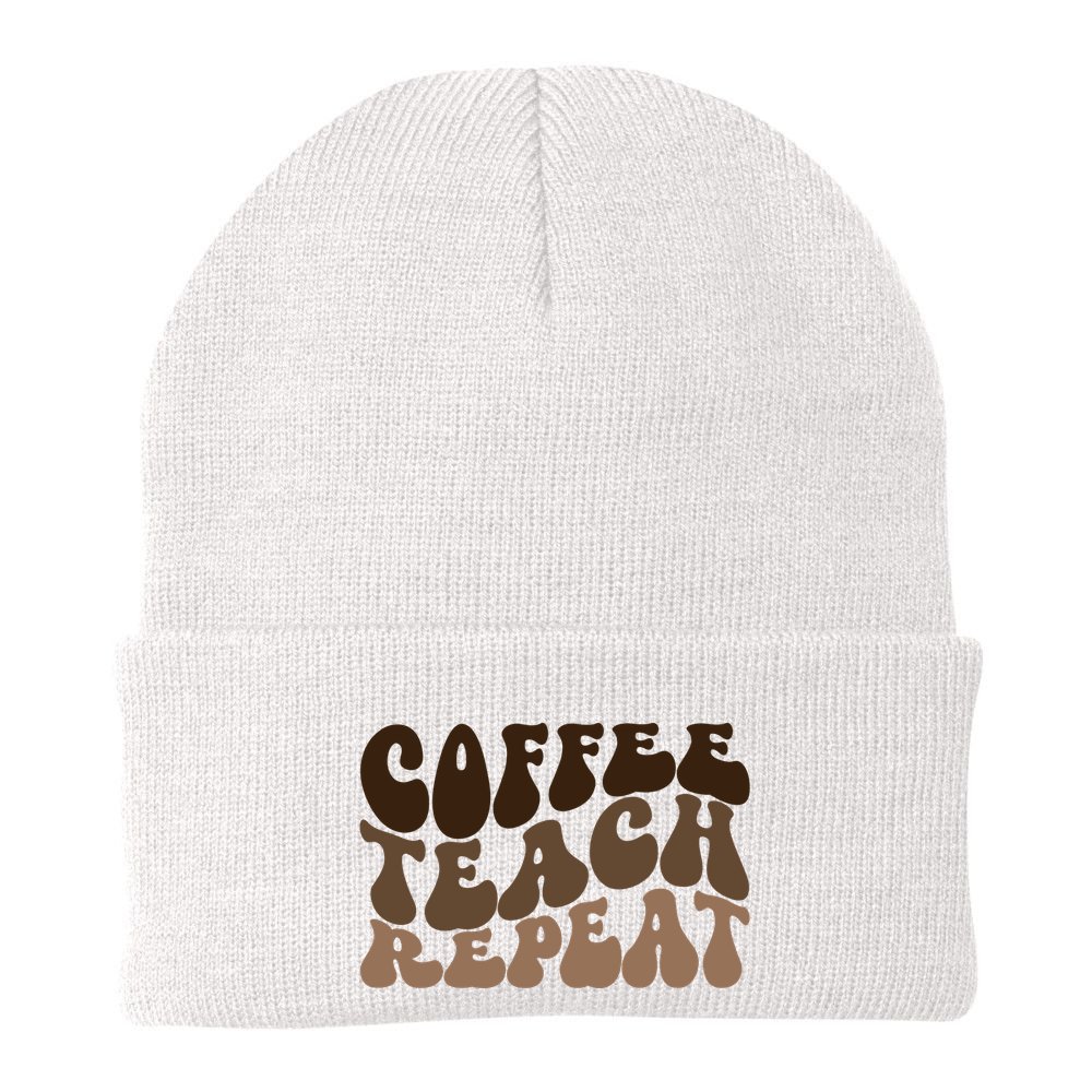 Coffee Teach Repeat Retro Teacher Gift Beanie