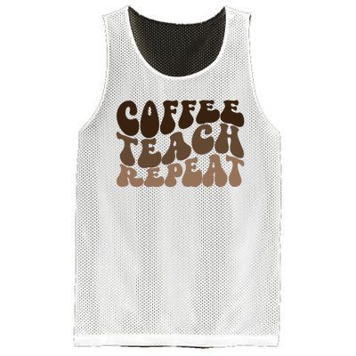 Coffee Teach Repeat Retro Teacher Gift Mesh Reversible Basketball Jersey Tank