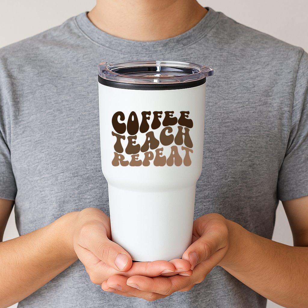 Coffee Teach Repeat Retro Teacher Gift Tumbler