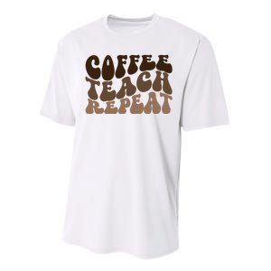 Coffee Teach Repeat Retro Teacher Gift Performance Sprint T-Shirt